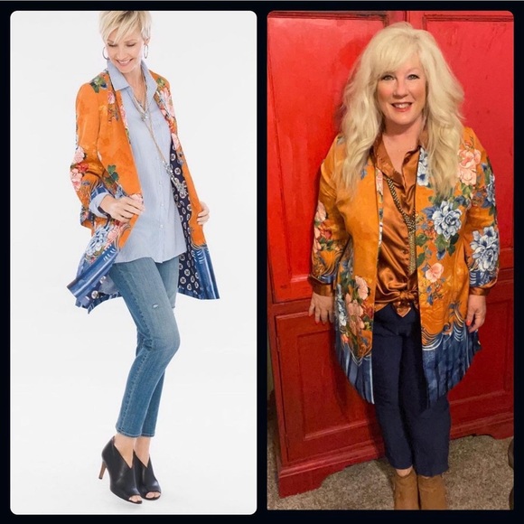 Chico’s 2 Reversible Floral Print Kimono - Picture 1 of 6